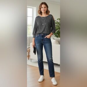 By Design Black Metallic Knit Tunic Sweater Women’s Size L.